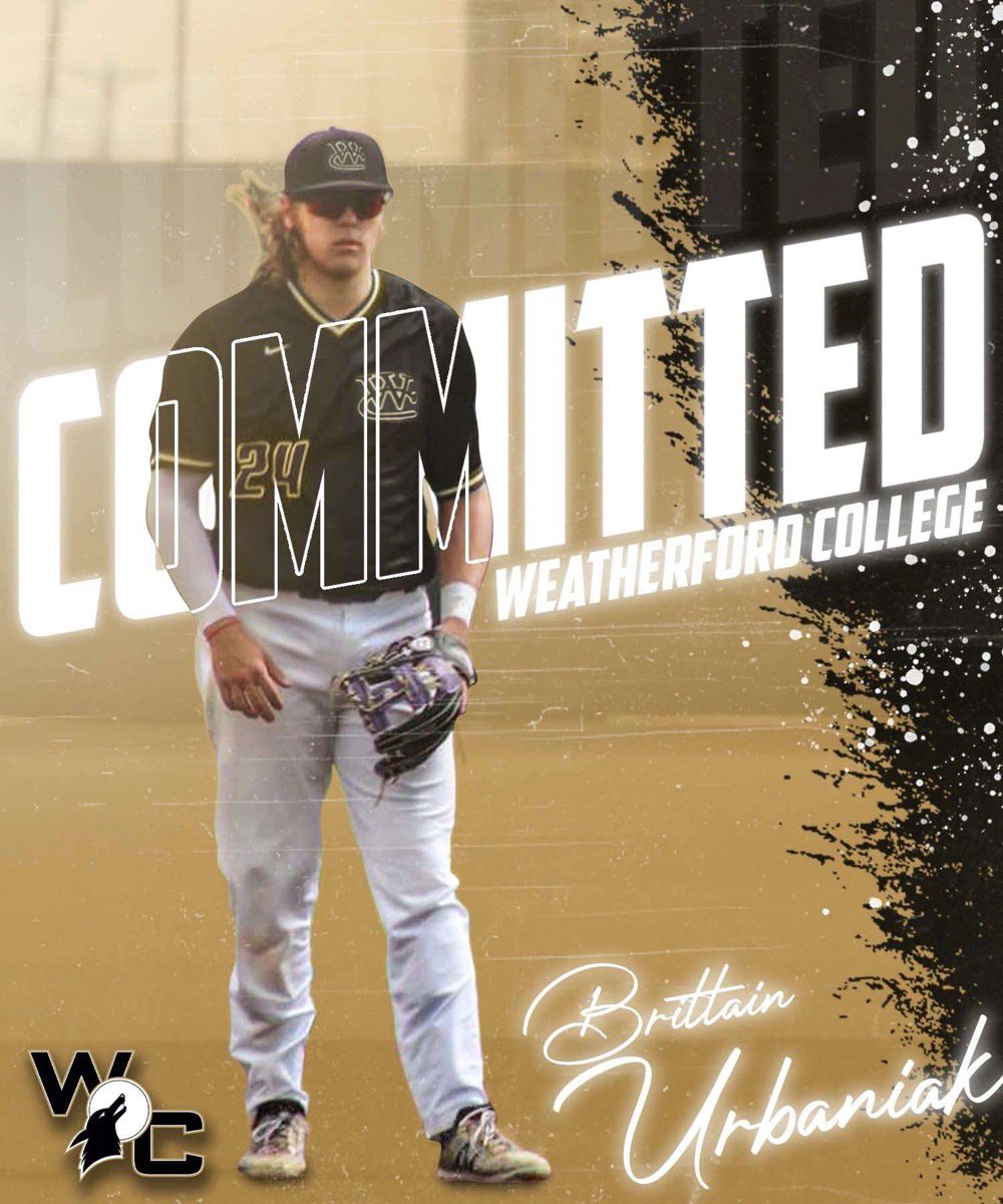After much thought and consideration, I'm blessed to say that I'm going to continue my academic and baseball career at Weatherford College. I would like to thank God, my family, friends, teammates and coaches for all the
support and love they have given me over the years.