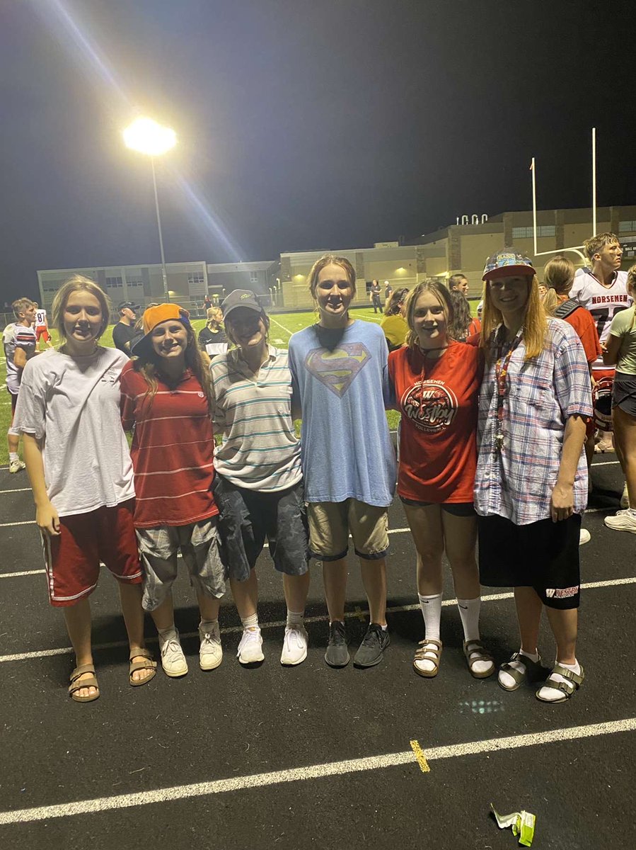 “A”for effort to Maycee and some ⁦<a href="/WestbyNorse/">Westby High Students</a> friends⁩ who went all out for the “dress like Adam Sandler” theme at the ⁦<a href="/WestbyNorseFB38/">Norsemen Football</a>⁩ at West Salem football game Friday night! ⁦<a href="/AdamSandler/">Adam Sandler</a>⁩ #Fridaynightlights