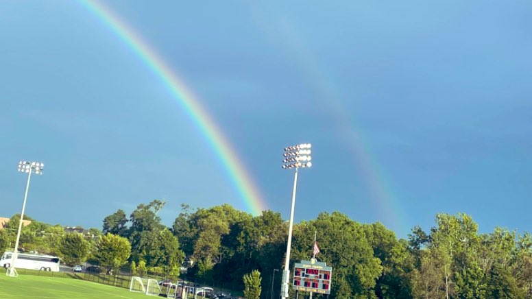 🌈🌈 at Reavis Stadium tonight. No doubt Coach Nick and Marilyn taking in game day for #TeamDePauw.