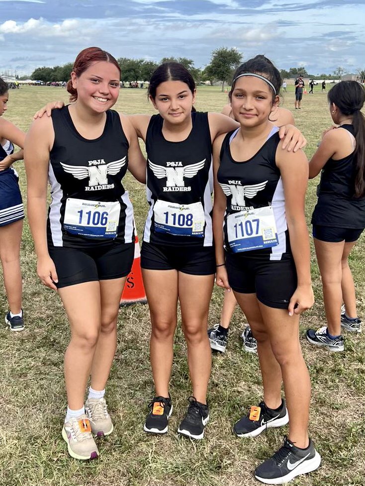 PSJANORTHECHS's tweet photo. Congratulations to the Lady Raiders XC teams for another great meet at the RGV Classic in Edinburg! Eileen Reyna finished in 9th place at the varsity level, and Evee Rodriguez 7th place at the JV level. Keep working hard and making your school proud! @PSJAISD #north #Raiders https://t.co/HxFmNlAOFA