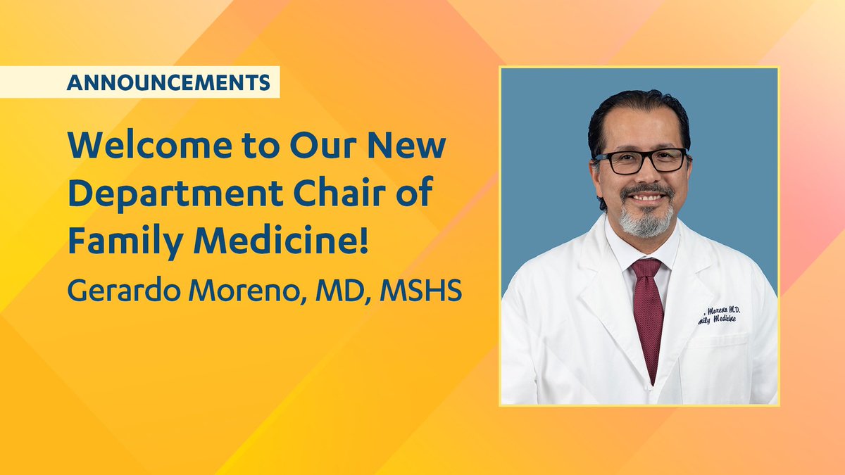 uclaFM's tweet photo. Sharing exciting announcement w/ our Twitter community! Gerardo Moreno MD @GerardoMorenoMD was named @uclaFM new dept chair @dgsomucla @UCLAHealth Dr Patrick Dowling stepped down after 22 yrs of leading dept #FamilyMedicine @cafp_familydocs @FamilyDocsNews https://t.co/KrisDuJyCY https://t.co/55iFNn1J5a