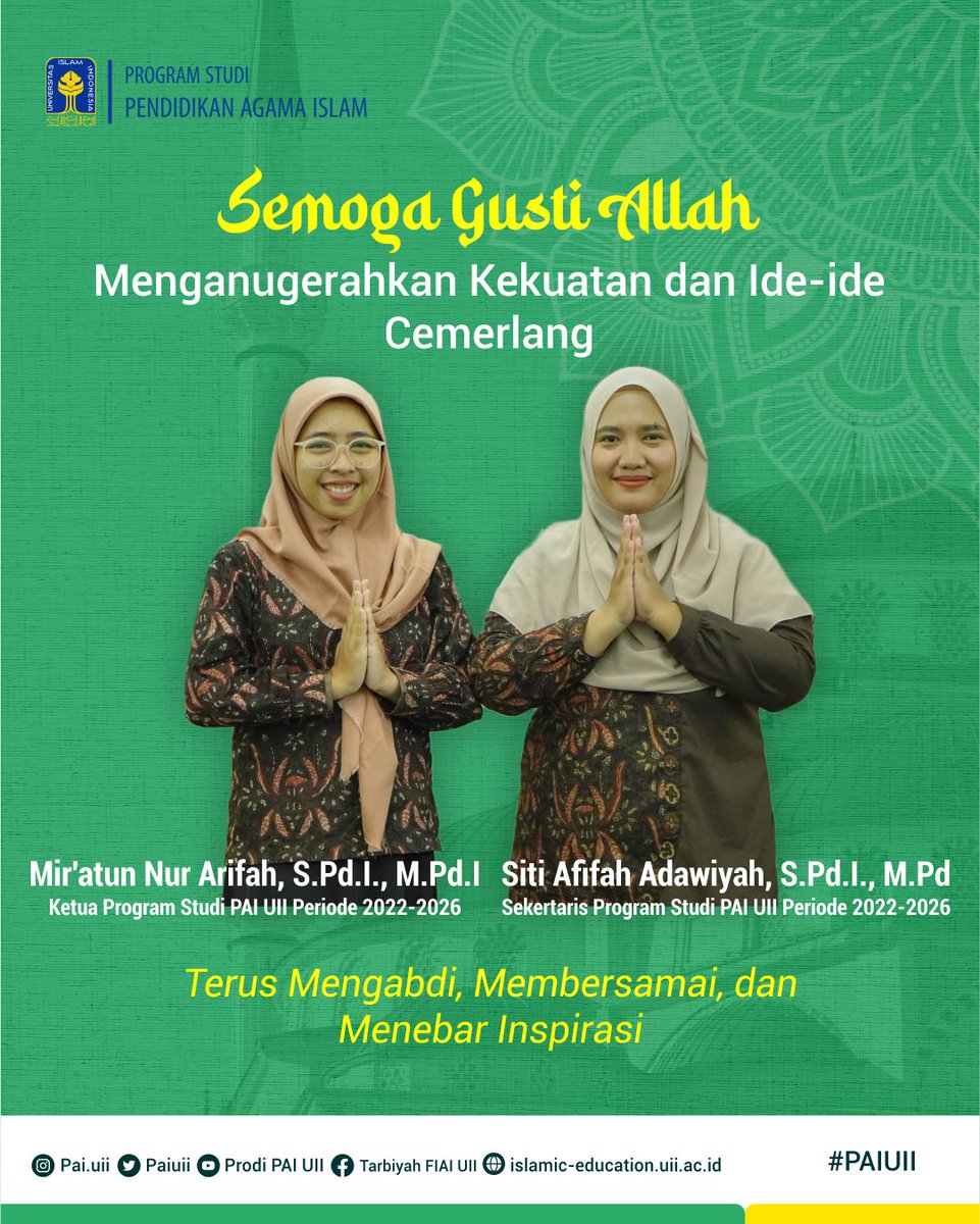 PaiUii's tweet photo. Semoga Gusti Allah senantiasa menganugerahkan kekuatan dan ide-ide cemerlang

Terus mengabdi, membersamai dan menebar inspirasi, Semoga Allah Meridhoi.

#PAI #JSI 
#PAIUII #fiaiuii 
#UIIYogyakarta https://t.co/bBHp3CYzpm