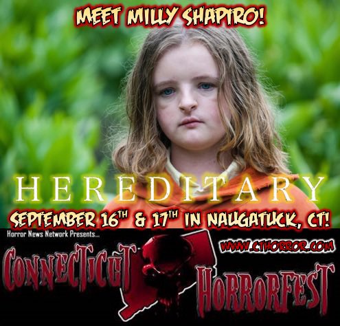 CTHorrorFest (@cthorrorfest) on Twitter photo We’re psyched to meet <a href="/MillyShapiro/">Milly Shapiro</a> at #CTHorrorFest this month - come say hi! CTHorror.com #MillyShapiro #Hereditary #CTHorrorFest #Connecticut #Convention #Horror #AriAster #MutantFam We’re psyched to meet <a href="/MillyShapiro/">Milly Shapiro</a> at #CTHorrorFest this month - come say hi! CTHorror.com #MillyShapiro #Hereditary #CTHorrorFest #Connecticut #Convention #Horror #AriAster #MutantFam