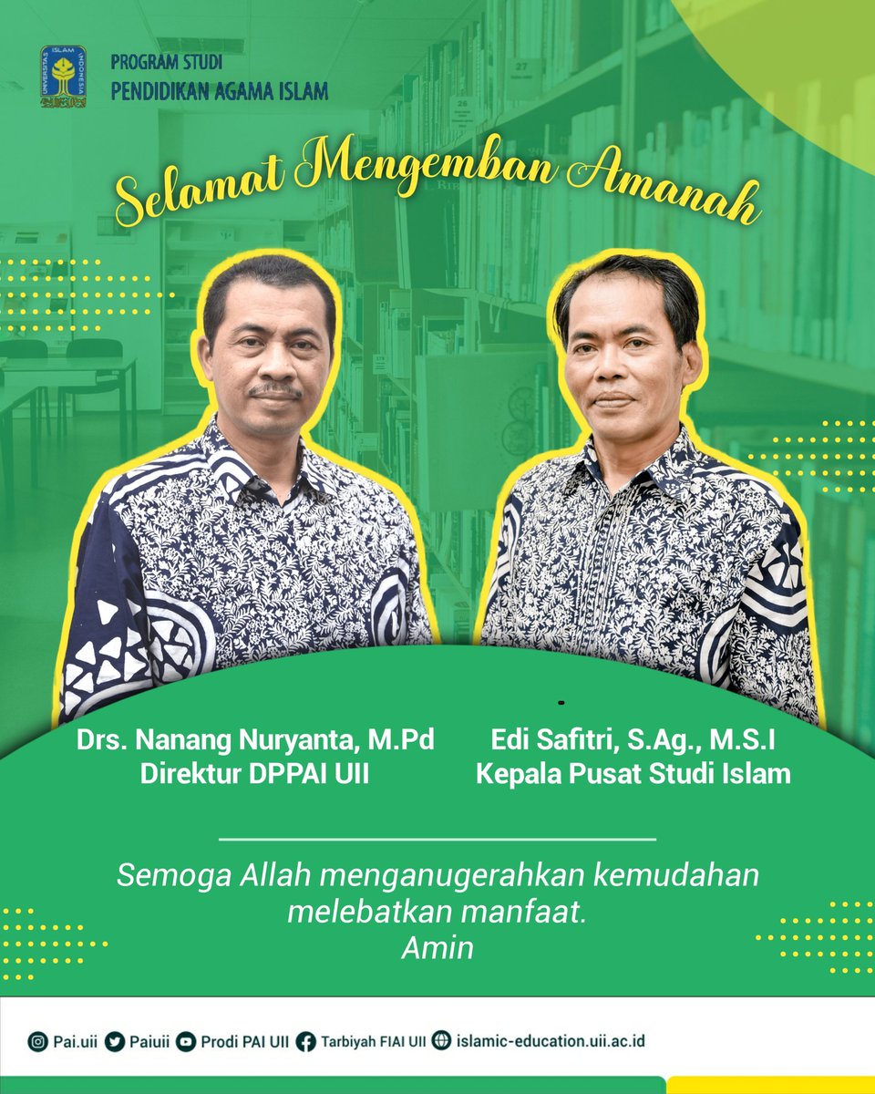PaiUii's tweet photo. Bismillah
Semoga Allah SWT menganugerahkan kemudahan dalam menjalankan amanah yang diemban 😇🤲

#PAIUII
#PAI #JSI #FIAI
#UIIYogyakarta https://t.co/3LcjC1uDcC