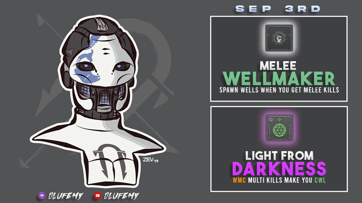 FemyOlu's tweet photo. Daily Ada-1 mods (3/9/22)
Melee Wellmaker - One of the most impactful mods for build crafting in destiny 2 is back again. IF you miss it twice it might be a while before it comes around.
#NewLight
#Destiny2
#DestinyBuilds
#DestinyNews
#DestinyArt https://t.co/6zxHdRTQVW