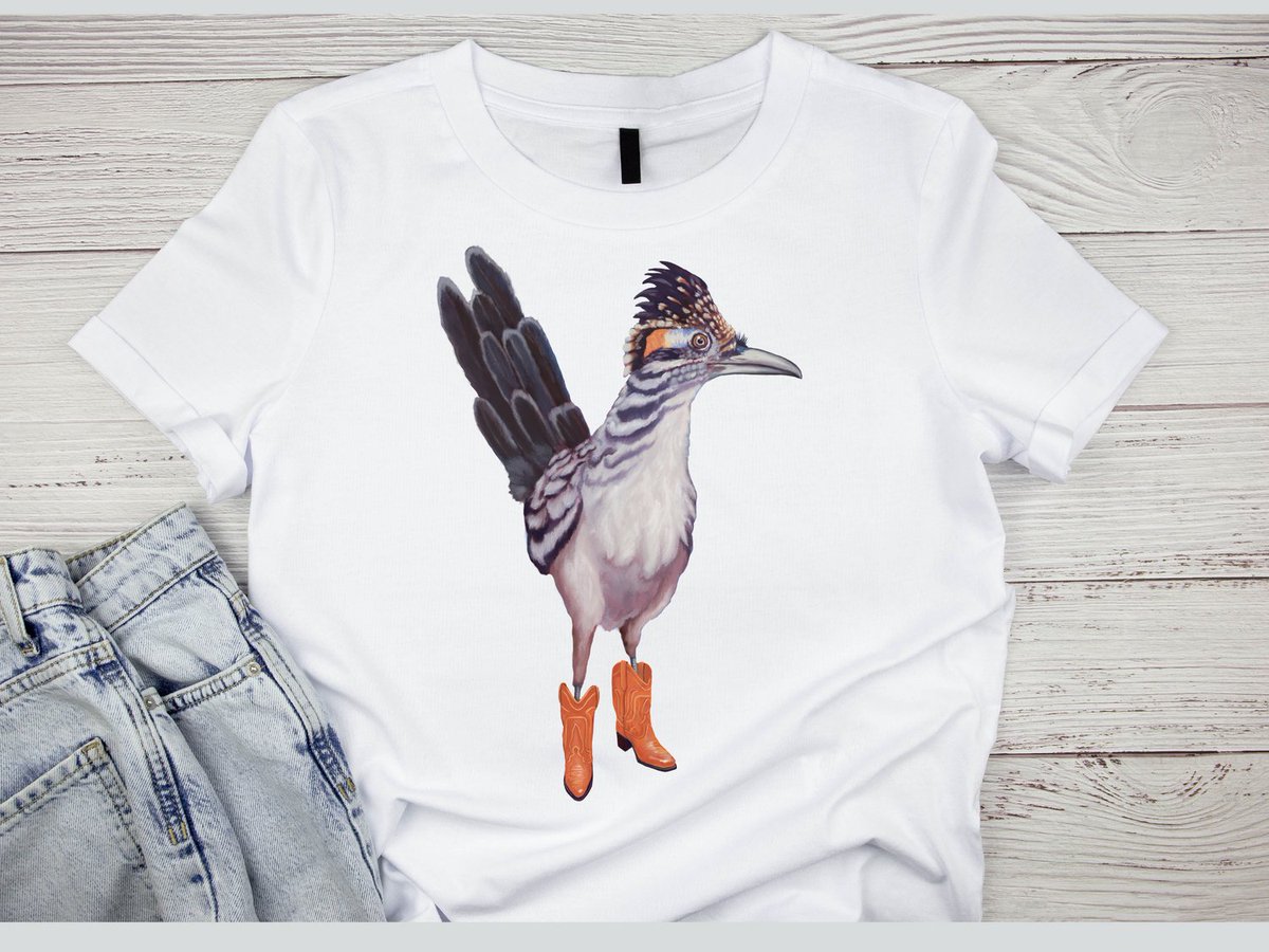 MarissaJoyner's tweet photo. Roadrunner in Cowboy Boots t-shirt is available with *free shipping* until September 30, 2022 🤘🏼  thanks to @printful 
https://t.co/WVnKxlpCIT
#texas #funnyshirt #texasroadrunner https://t.co/rBFS8TOA4l
