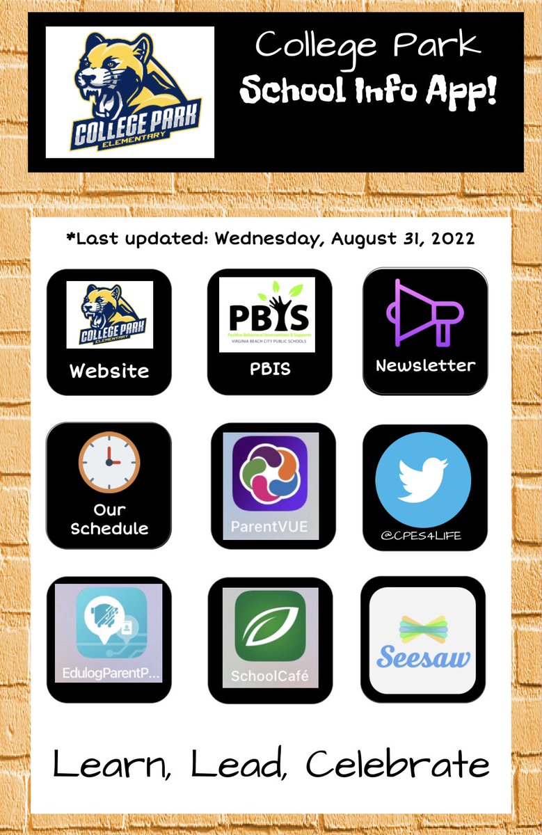 CPES4LIFE's tweet photo. College Park Families checkout our new School ๐ซ Info App for all Cougar news ๐ Made by @ChelyseMiller ๐๐ @DrManigo @ladavids_a @vbschools @VBTitleI @SterlingWhite59 https://t.co/IErZFbTqRF