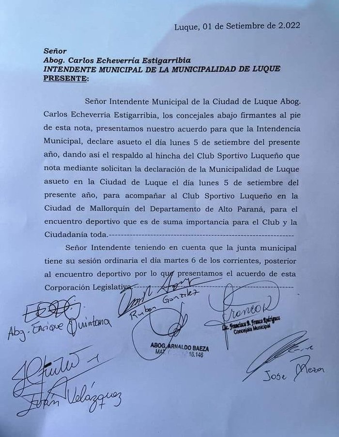 🇵🇾⚽️ INTERMEDIA 

“La Intendencia Municipal de Luque declara asueto en la ciudad de Luque el día 5/09”

✅ Fecha 25

 Pastoreo 🆚 #LUQUEÑO 

🏟  Ka'arendy (Juan León Mallorquín)
🕐 14:15 HS. 
🗓 Lunes 05 de Setiembre 

#serdeprimera