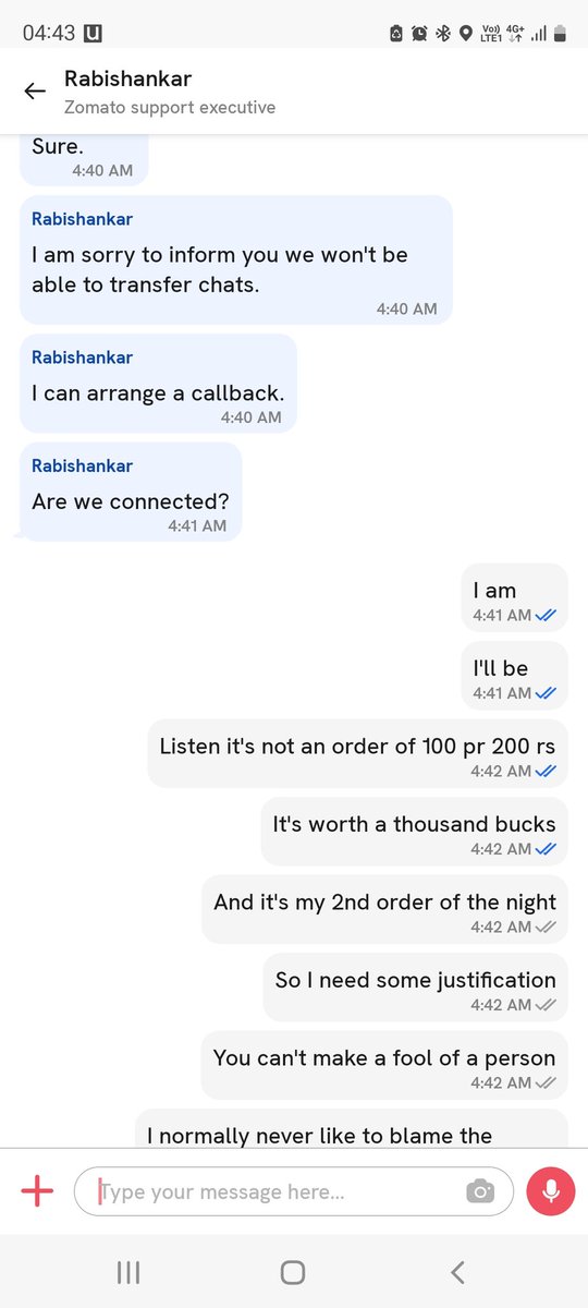uniquelyanup's tweet photo. @ Zomato this is your response for bad service https://t.co/r2ss763xE6