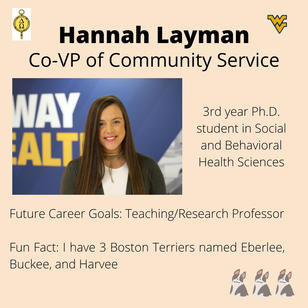 WVUGammaMu's tweet photo. Presenting Hannah Layman, Co-VP of Community Service!!
โญ
#deltaomega #wvu #publichealth https://t.co/ZvaBQ11eB1