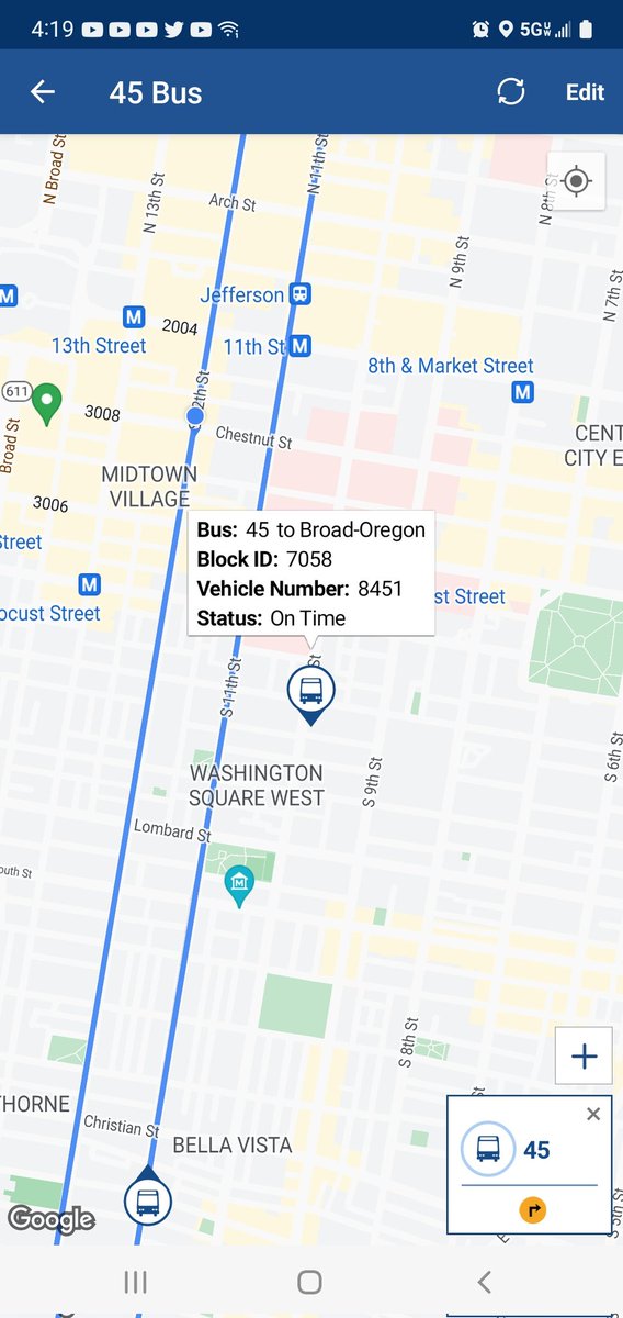 TerriBelKop's tweet photo. @SEPTA_SOCIAL This was Wednesday....past the time for the detour to end and this guy went the detour leaving us all waiting another 20 minutes for a bus home.😡 https://t.co/8hTauLgtjG