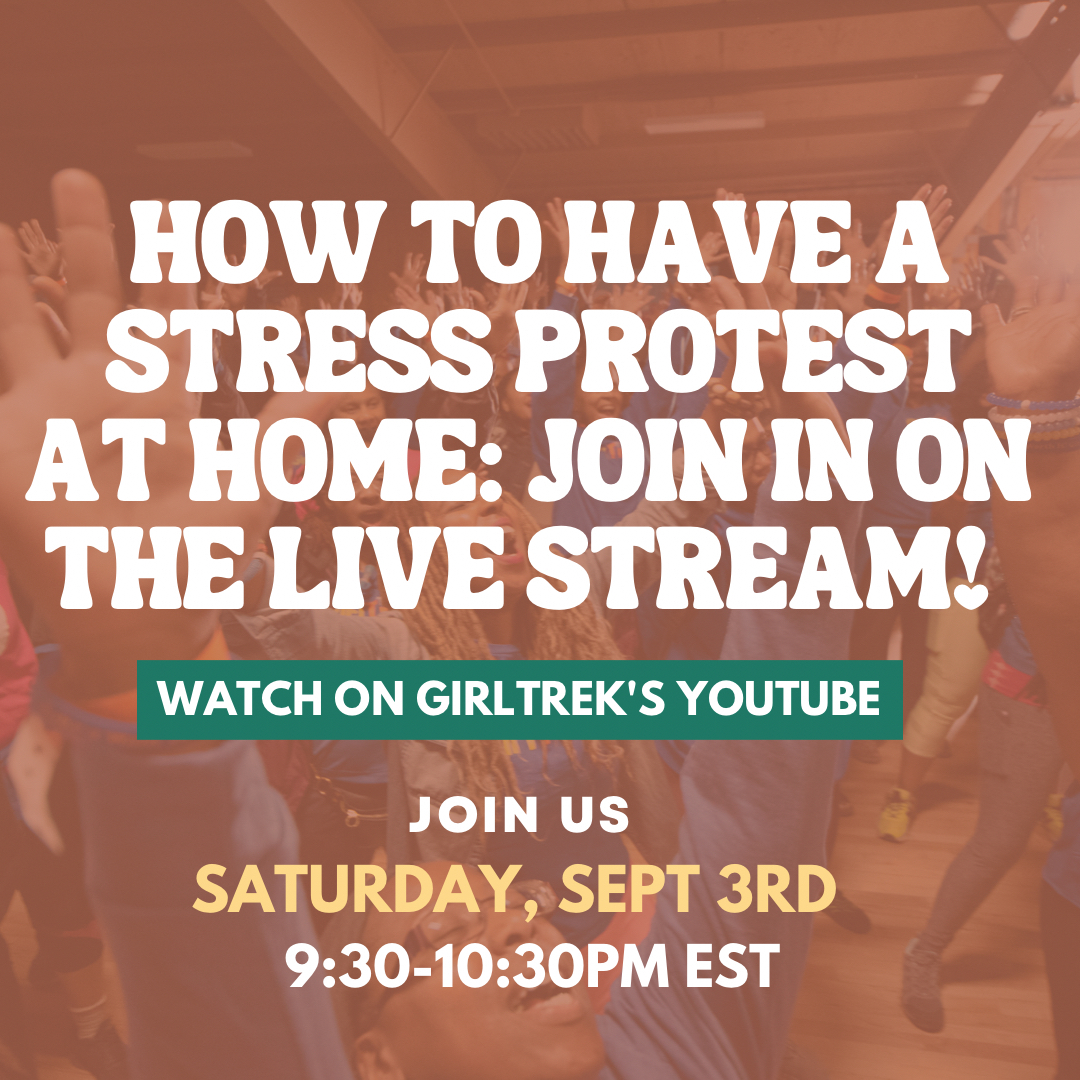 GirlTrek's tweet photo. 📢📢📢 Calling all Black women from wherever you are! Join us for a LIVE at #StressProtest!
Subscribe to GirlTrek’s YouTube channel and click the link in our bio tonight at 9:30PM EST to tune in! Share this with another Black woman in your life who needs to have a stres https://t.co/6ZhBXdWaw9