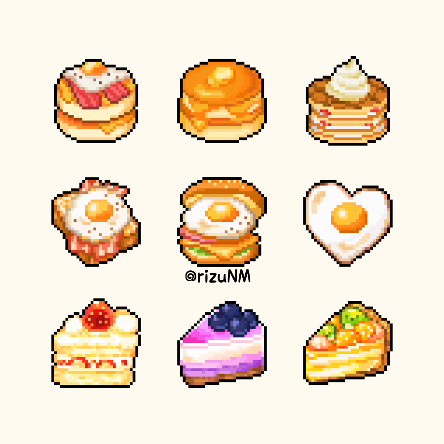 「食べ物のドット絵 」|リズのイラスト