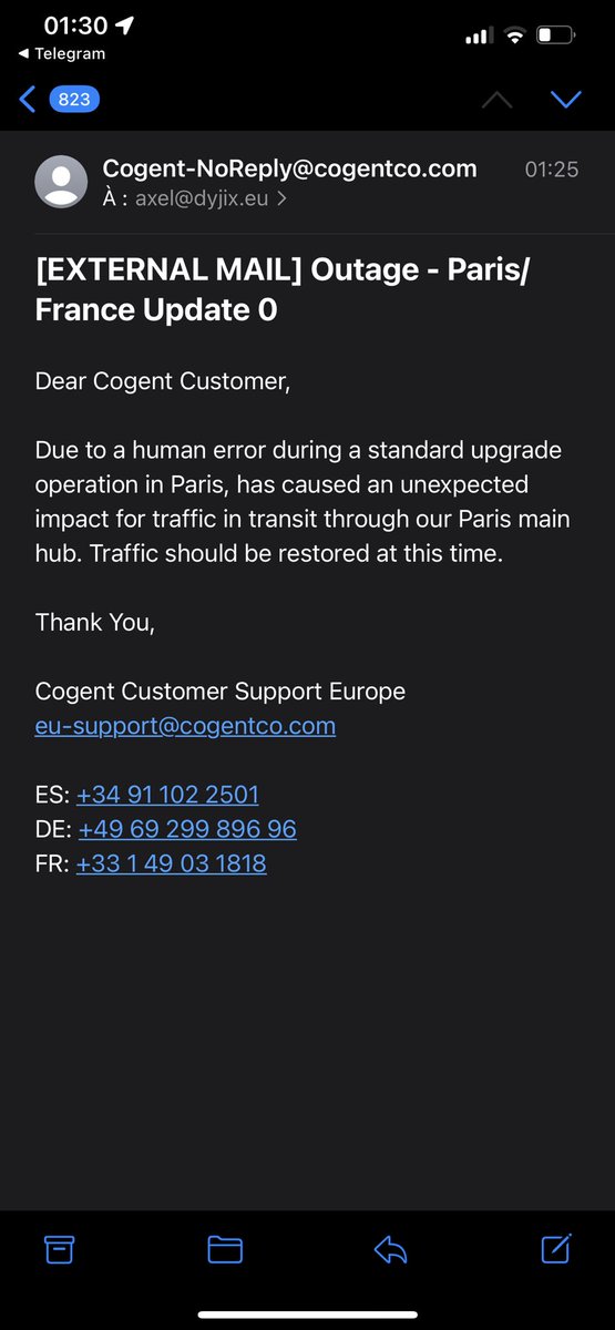 hexicans's tweet photo. On a le fin mot de l’histoire pour l’outage Cogent #AS174😌 https://t.co/WkhVpNphBP