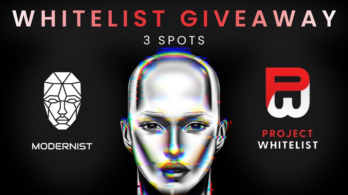Project Whitelist x Modernist

x3 MODERNIST WHITELIST GIVEAWAY! 

To enter:
🔴Follow <a href="/PRJCTWhitelist/">Project Whitelist</a>, <a href="/GonalexNFT/">Gonalex</a>, &amp; @ModernistNFT
🔴RT + Like 

⏰24 Hours!