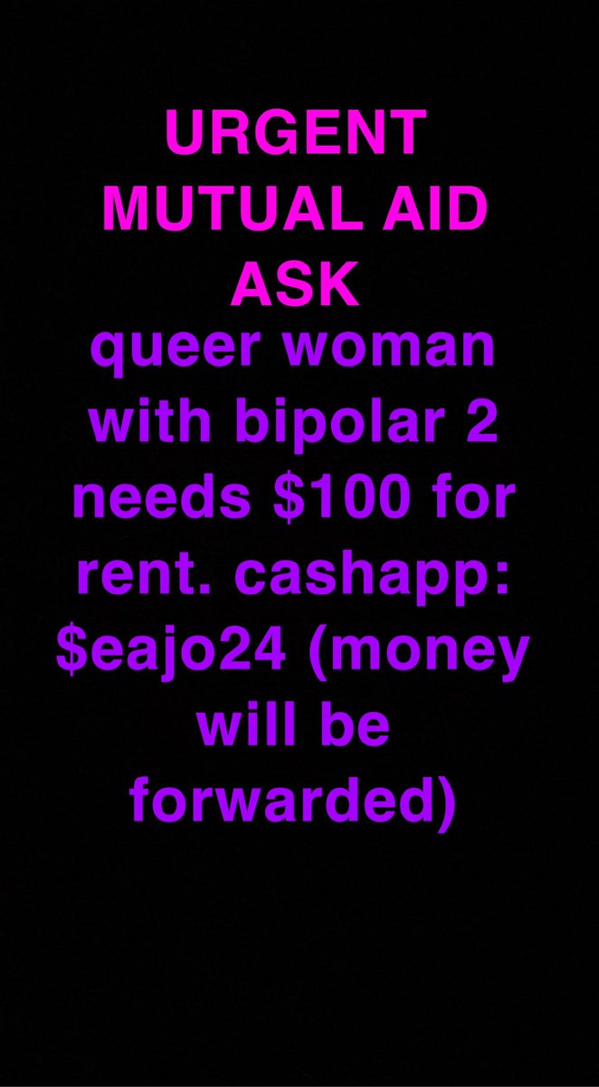 🚨URGENT MUTUAL AID ASK🚨 A young queer woman with bipolar 2 needs $100 for rent by the end of the day on 9/4. Send all contributions to $eajo24 on Cashapp and it’ll be sent to her, as she prefers to keep her Cashapp private. #MutualAid #solidarity #lexingtonky