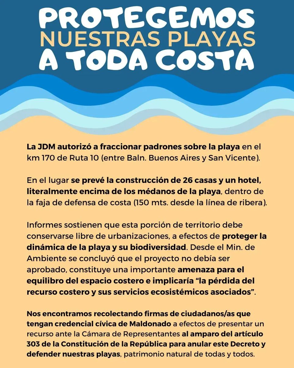 Otro atropello de Antía y su séquito a la biodiversidad de la faja costera, en contra de la opinión científica y el futuro de Maldonado.

El PAI Marina Beach pretende destruir los médanos y privatizar la playa, patrimonio natural de todas y todos, para el lucro de los malla oro.