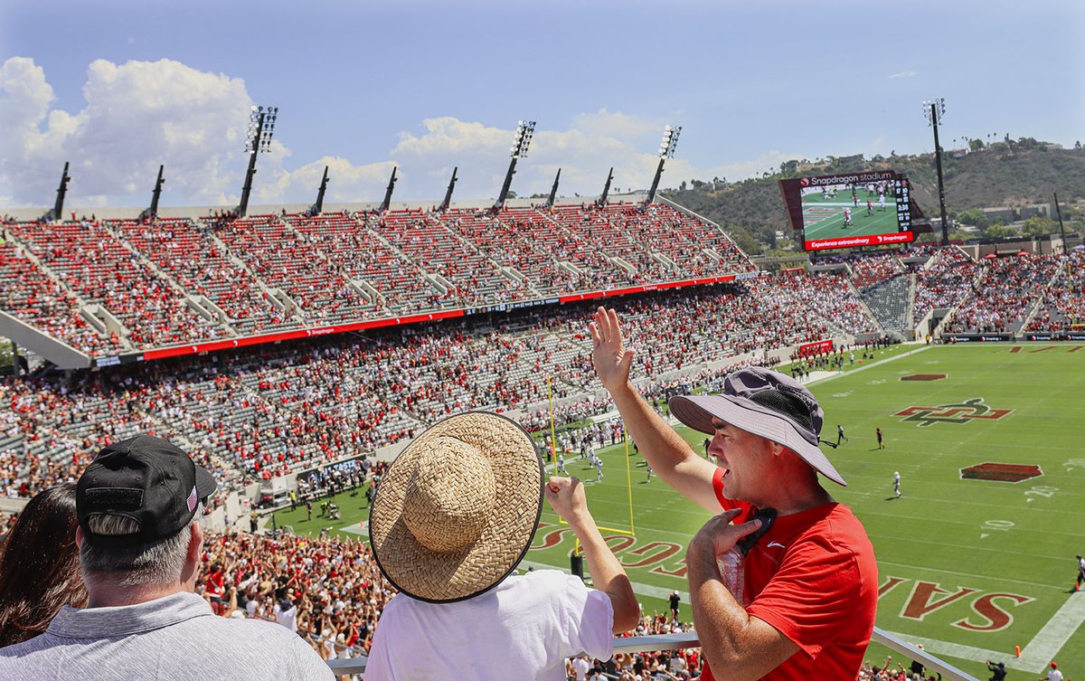 SDSU Mission Valley (@sdsu_mv) on Twitter photo Celebrating the opening of <a href="/SDSU/">San Diego State University</a>'s new <a href="/SnapdragonStdm/">Snapdragon Stadium</a>! π Here's a look at the inaugural game in the state-of-the-art venue. β¬οΈ Celebrating the opening of <a href="/SDSU/">San Diego State University</a>'s new <a href="/SnapdragonStdm/">Snapdragon Stadium</a>! π Here's a look at the inaugural game in the state-of-the-art venue. β¬οΈ