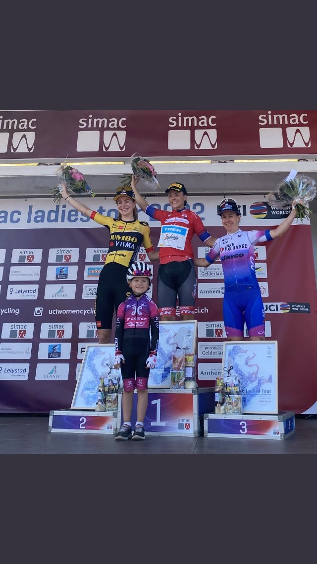 “If you can see it, you can be it” The little “podium girl” looking so excited to be on stage with her heroes! This is how we encourage the future generations of female riders. More coverage means more little girls inspired to ride a bike.