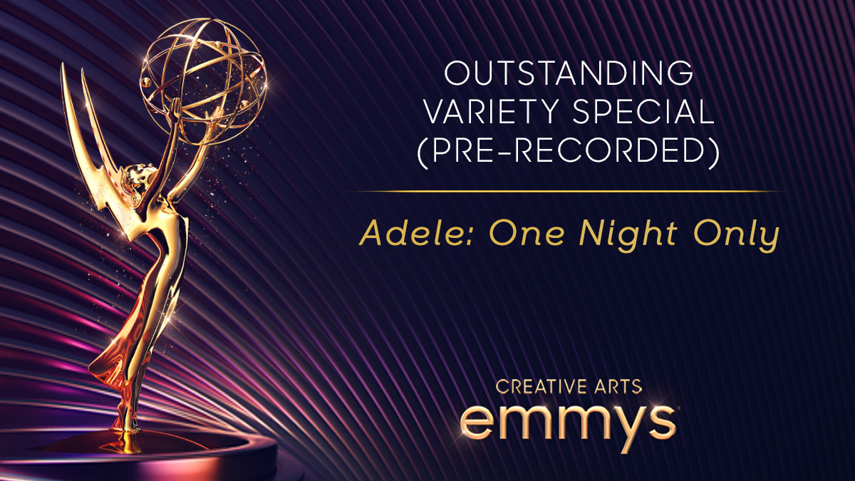 TelevisionAcad's tweet image. Rumor has it that @Adele: One Night Only (@CBS) just won the #Emmy for Outstanding Variety Special (Pre-Recorded)! #Emmys #Emmys2022