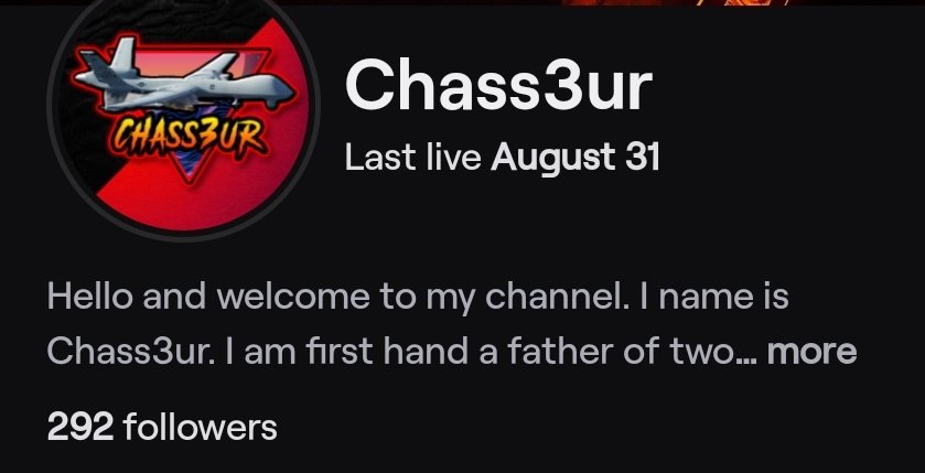 The_RelChass3ur's tweet photo. Only 8 more to go! 😱 Thankyou everyone for your support! I truly appreciate each and everyone one of you. Can I make the big 300 just in time for tomorrows stream? I'll have alot of names to thank. 😀
#SupportSmallStreams
#SupportSmallStreamsRT
@TwitchSharing @Retweelgend https://t.co/DSUO9a8ySg