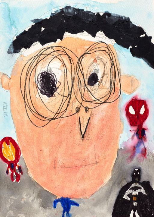 ArtGalleryofNSW's tweet photo. Seeing parents, caregivers and guardians through the creative eyes of children is one of the most delightful aspects of the annual #YoungArchie exhibition.

This knockout portrait is by 5yo Michael Zhang. It's called 'My dad', and it received an Honourable Mention this year. https://t.co/6QadX8H2s8