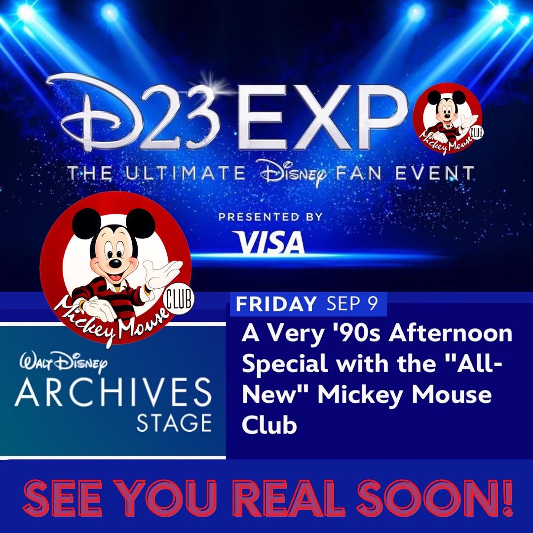 Chasen_Hampton's tweet photo. I can’t begin to tell you how excited we are 2 be asked by #D23 to join up at the biggest #Disney fan convention on the planet! Huge salute 2 #disneyarchives for featuring us on their stage this year. We are so ready 2 #SeeYouRealSoon #MMC 
#AlwaysInTheClub #d23expo2022 https://t.co/tT0Pe0Opau