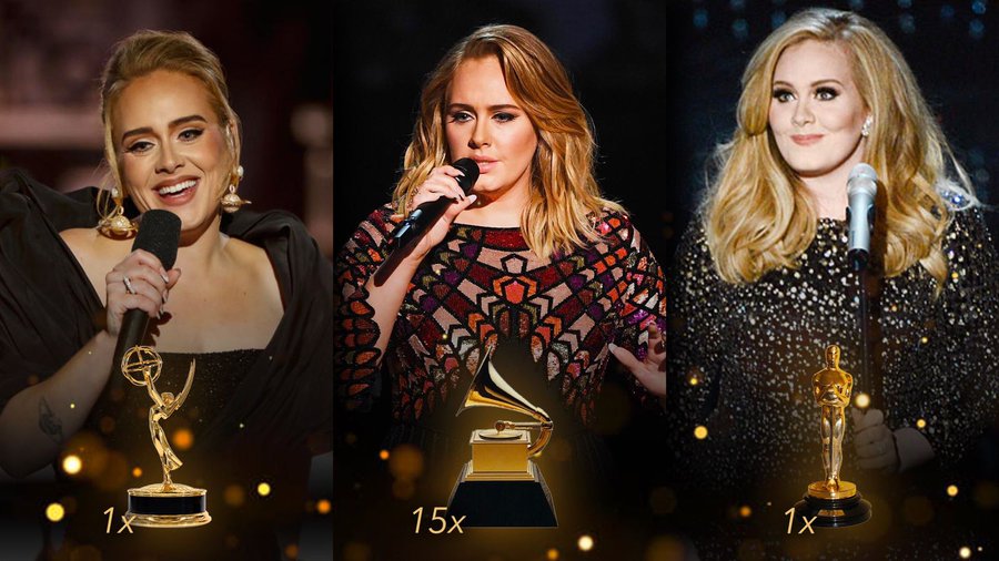 adeledailynet's tweet image. 1x EMMY WINNER
15X GRAMMY WINNER 
1x OSCAR WINNER

Ladies and gentlemen, @Adele. #Emmys2022