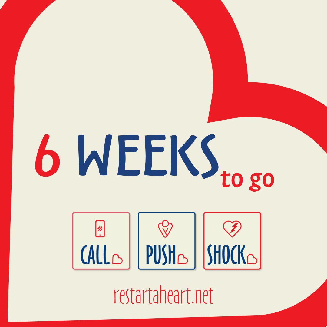 RestartHeartDay's tweet photo. 🚨6 WEEKS TO GO🚨
Restart a Heart Day is coming up fast. Have you check everything off?
1) Learned CPR 🚑
2) Purchased a new Hat, Shirt or Heartly 🧸
3) Prepared for the #9for9Challenge ❤️
Head to https://t.co/KmThUkU4Wz to get started!
#CALLPUSHSHOCK #MERCH #restartaheart https://t.co/SZ9phyHh7t
