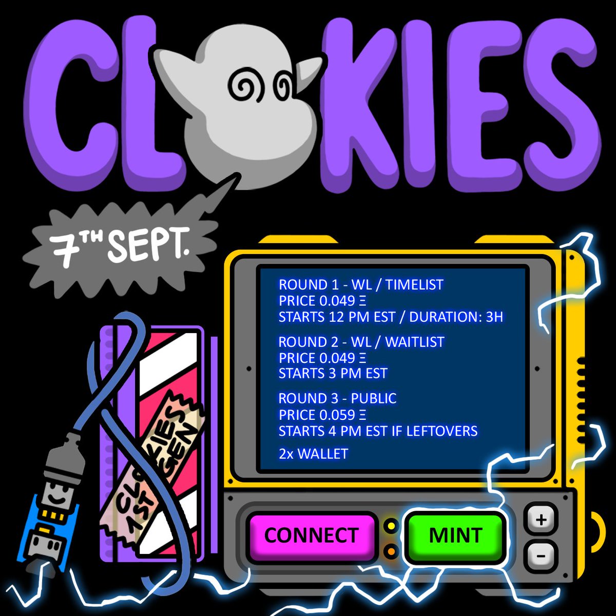 clokiesnft's tweet photo. 𝘞𝘦'𝘳𝘦 𝘱𝘭𝘢𝘯𝘯𝘪𝘯𝘨 𝘰𝘯 𝘭𝘢𝘶𝘯𝘤𝘩𝘪𝘯𝘨 𝘰𝘯 𝘵𝘩𝘦 𝘚𝘦𝘱𝘵𝘦𝘮𝘣𝘦𝘳 7𝘵𝘩!

𝘖𝘶𝘳 𝘞𝘦𝘣𝘴𝘪𝘵𝘦 𝘸𝘪𝘭𝘭 𝘣𝘦 𝘶𝘱 𝘵𝘰𝘮𝘰𝘳𝘳𝘰𝘸 𝘵𝘰 𝘷𝘦𝘳𝘪𝘧𝘺 𝘪𝘧 𝘺𝘰𝘶𝘳 𝘸𝘢𝘭𝘭𝘦𝘵 𝘩𝘢𝘴 𝘣𝘦𝘦𝘯 𝘢𝘥𝘥𝘦𝘥 𝘵𝘰 𝘵𝘩𝘦 𝘛𝘪𝘮𝘦𝘭𝘪𝘴𝘵!

𝘔𝘪𝘯𝘵 𝘋𝘦𝘵𝘢𝘪𝘭𝘴: https://t.co/xlqjxE1HuH