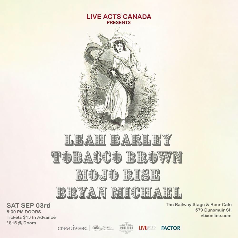 LeahBarleyMusic's tweet photo. TONIGHT @RailwayClub $15 AT THE DOOR
8:30 @thebryanmichael
9:20 @themojorise
10:10 @tobaccobrown
11:00 @leahbarleymusic
#livemusic #band #vancouver #vancouvermusic #folk #roots #singer #songwriter #do604 #vancouverisawesome https://t.co/xlWn1QCnhS