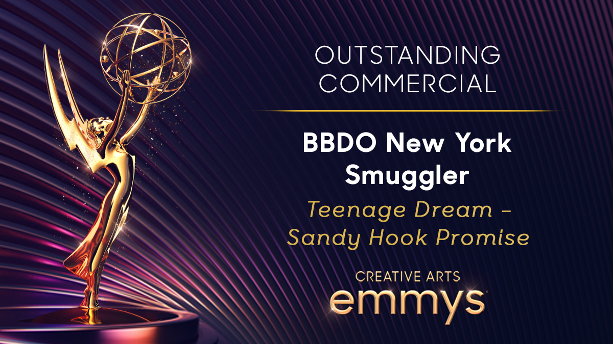 Winner! 🎉 The #Emmy for Outstanding Commercial goes to “Teenage Dream - Sandy Hook Promise” from @BBDONY and @smugglersite! #Emmys #Emmys2022