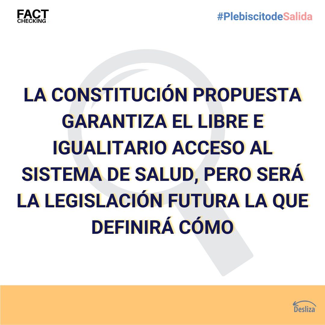 factcheckingcl's tweet image. 📢La Constitución propuesta garantiza el libre e igualitario acceso al sistema de salud, pero será la legislación futura la que definirá cómo.

Lee la verificación completa en el link: bit.ly/3RDpoKm

#PlebiscitoChile #Constitucion #Apruebo #Rechazo #Desinformacion