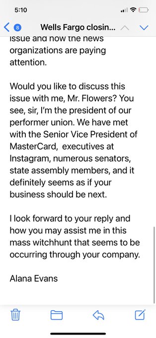 So I went ahead and emailed @WellsFargo Senior VP and Chief Risk Officer - did I do ok? 😂 https://t.<a class="tags" target="_blank" title="On Twitter" href="/?out=eyJ0eXAiOiJKV1QiLCJhbGciOiJIUzUxMiJ9.eyJpYXQiOjE3MjE0MjE2MjAsImlzcyI6InR3cG9ybnN0YXJzLmNvbSIsIm5iZiI6MTcyMTQyMTYyMCwiZXhwIjoxNzUyOTU3NjIwLCJyZWRpcmVjdF91cmwiOiJodHRwczovL3R3aXR0ZXIuY29tL1dlbGxzRmFyZ28ifQ.BZAC2gSaOHGbxbiHBKFAfiXA4OJLKWsaFbQmcMlFVSTb2nyNkGW9W0WTJlrIEsN7_5DL3iv_c3imry6CvC0INA">@WellsFargo</a>