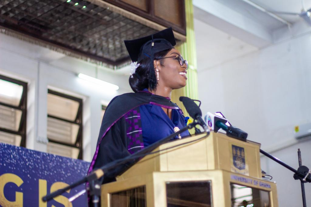 UG_SchoolOfLaw's tweet photo. Our valedictorian, Ms Davina Seyram Gbedy, shared an inspiring speech with her peers to light the path of their legal future. 
#22UGSOLGraduates https://t.co/CqgOpLvRYB