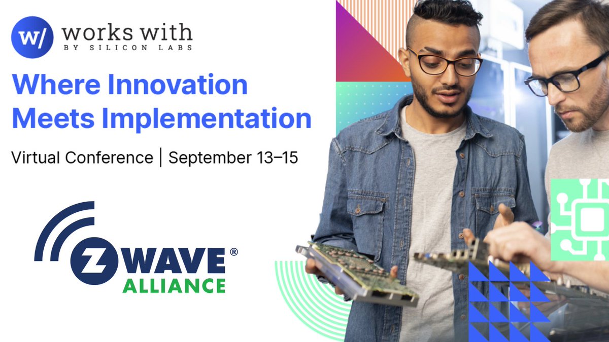 ZWave_Alliance's tweet photo. The @siliconlabs' โWorks Withโ virtual conference is back September 13-15, 2022. Don't miss out on #IoT leaders discussing the latest in wireless connectivity. https://t.co/vdYHA8hevH
#smarthome #education #conference #ZWave #standardsmatter #ZwaveMatters #events https://t.co/C2zjUPYgXs
