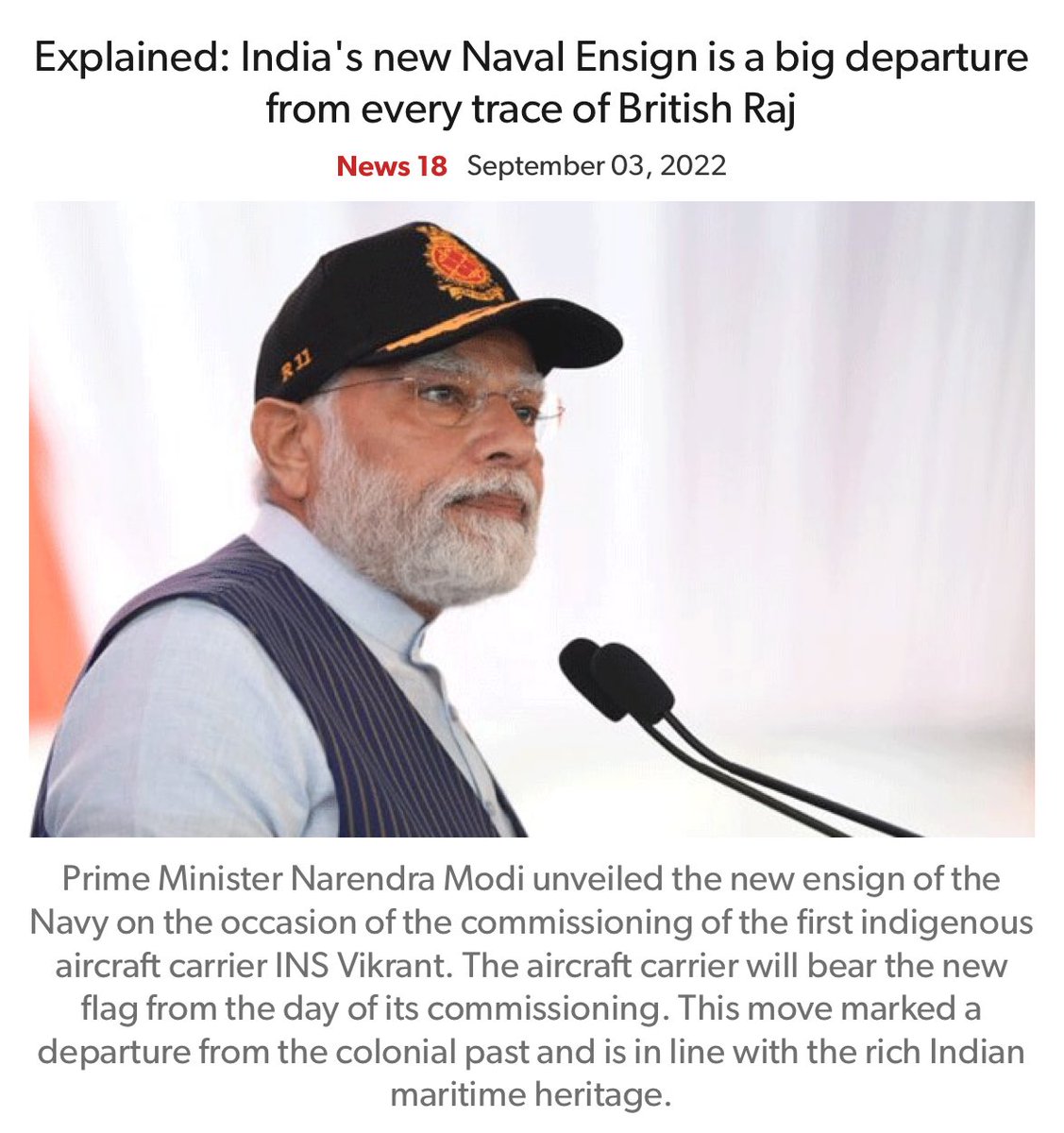 Explained: India's new Naval Ensign is a big departure from every trace of British Raj hindi.news18.com/news/nation/ex… via NaMo App
