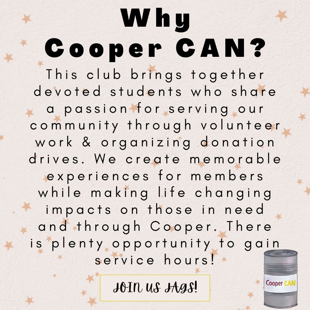 CooperCanRCHS's tweet photo. Why should you join Cooper CAN? We can answer that! Please read what our club is about and some messages from some of our members about their experiences with us!😁 #joinus #givingback #community #gojags🐾 https://t.co/fxldzVQU8g