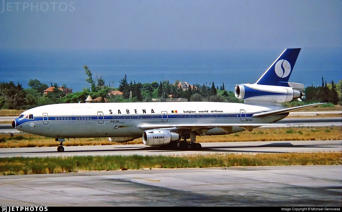 A Sabena DC-10 seen here in this photo at Athens in April 1983 #avgeeks ©- See photo