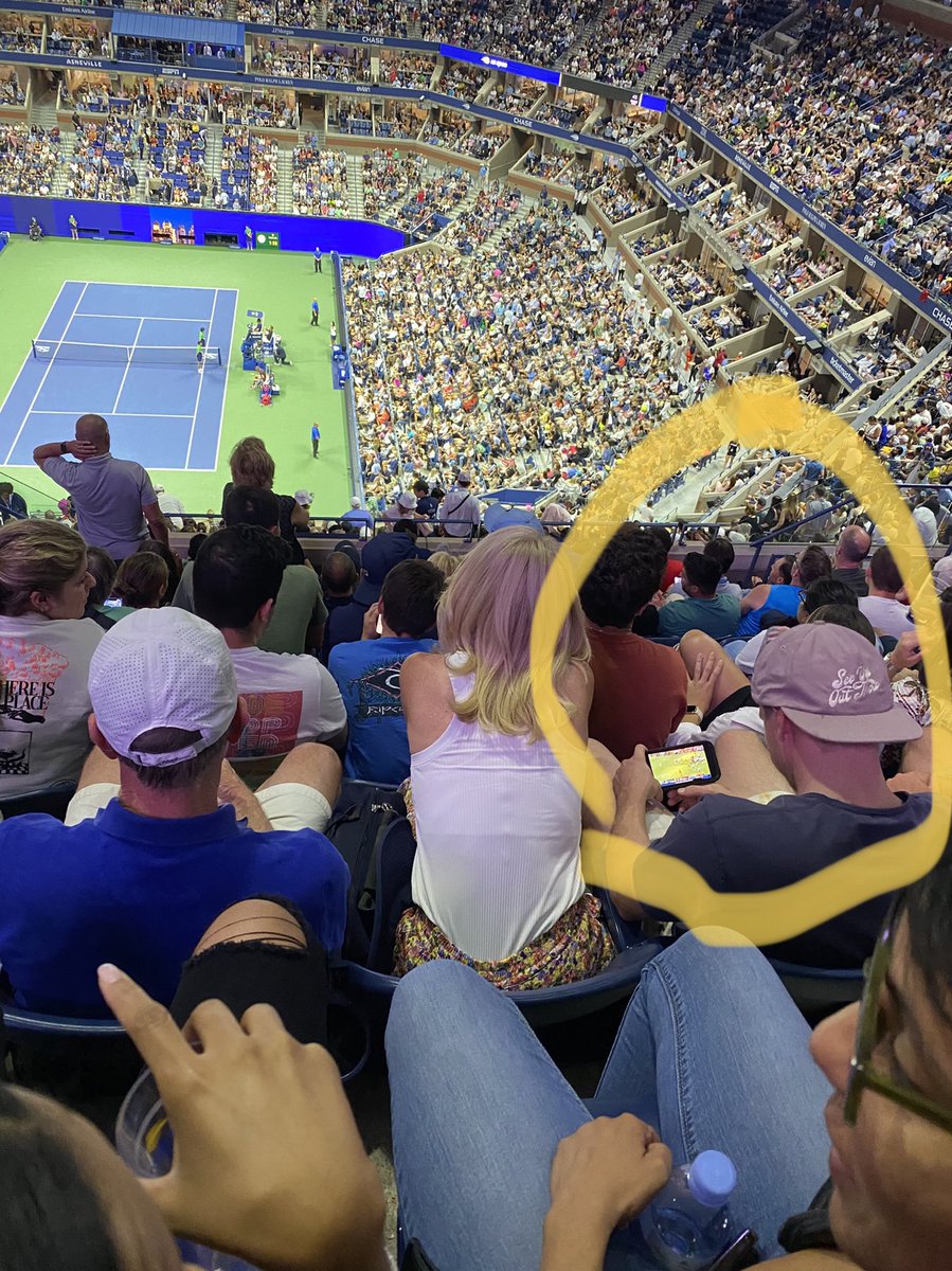 Steven_Ehrlich's tweet photo. At the #usopen watching #rafa and this dude has been watching the #usc game on his phone the whole time https://t.co/vgBReXkcyL
