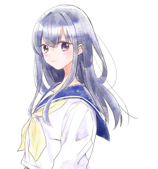 アニメ塗りじゃない塗り方模索中です…#制服 
