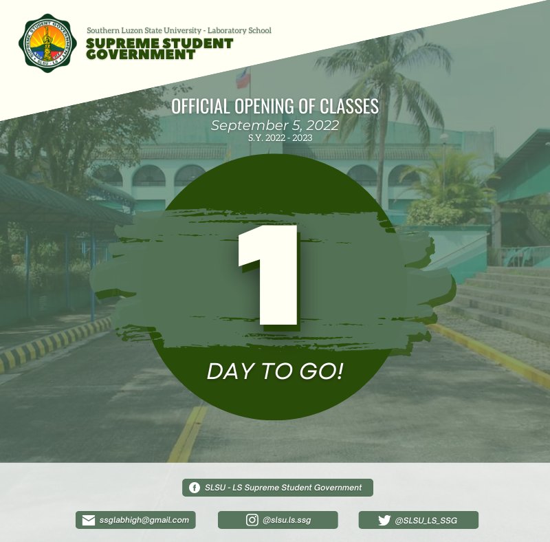 SLSU_LS_SSG's tweet photo. THE LONG WAIT IS OVER! ⏳️

After two years of online learning, we are back with a new set-up for the 📜Academic Year 2022-2023📜. Get your backpack and yourselves ready as we unravel this new mode of learning full of fun and knowledgeable experiences.📖 https://t.co/3p5xcMS0qh