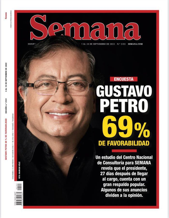RobertoMTico's tweet photo. Entonces @petrogustavo a casi un mes de su posesión tiene un 69% de popularidad. Personalmente creo que es más. Todo lo ha hecho bien https://t.co/MGt4wMHPi3