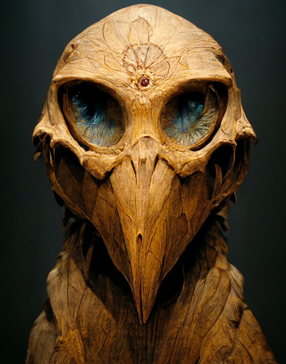 saw a cool prompt on <a href="/midjourney/">Midjourney</a> 's favourites channel, and decided to sculpt it into a bust. reminds me of Khonsu 🦉