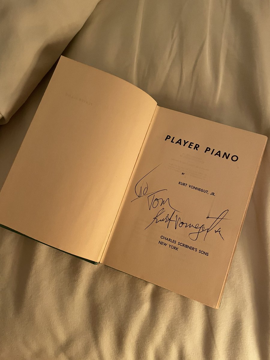 davidjester60's tweet photo. When you find a signed copy of Player Piano in your bookshelf https://t.co/vkEaXK2csO