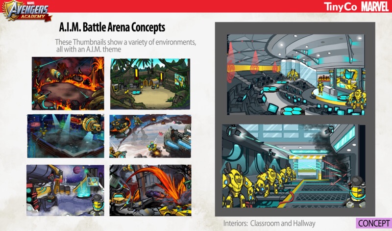 Concept arts for Hydra and AIM’s battle arenas!