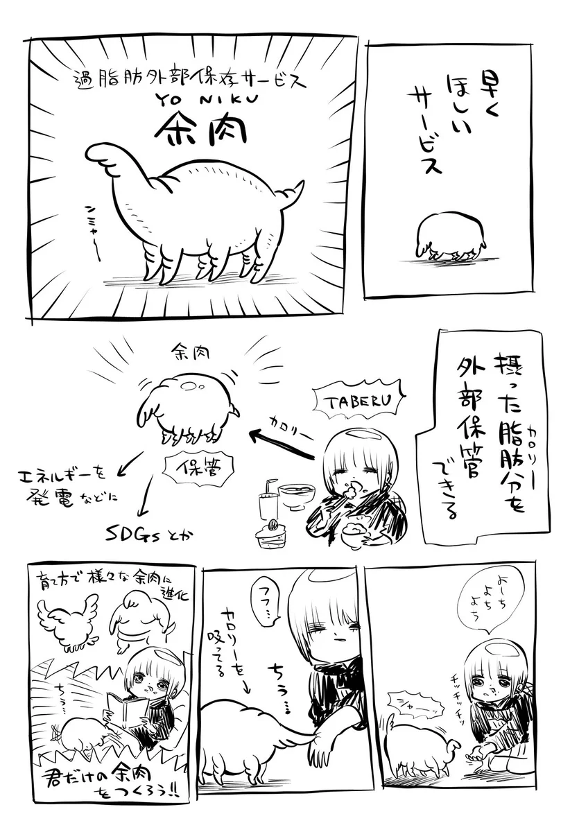 自分だけの「余肉」をつくるサービスないかな・・。「過脂肪外部保存サービス」