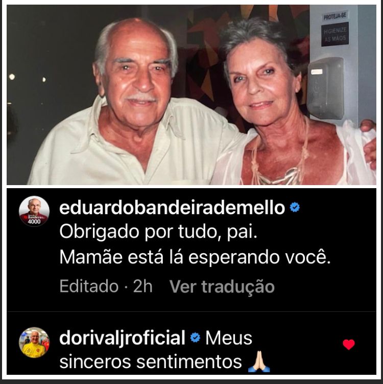PapaRubroNegro's tweet image. O #Flamengo deveria fazer um minuto de silêncio pelo falecimento do pai do ex-presidente @mello_bandeira. Na postagem do Bandeira, o técnico Dorival Júnior comentou! #ForçaBandeira meus sentimentos!