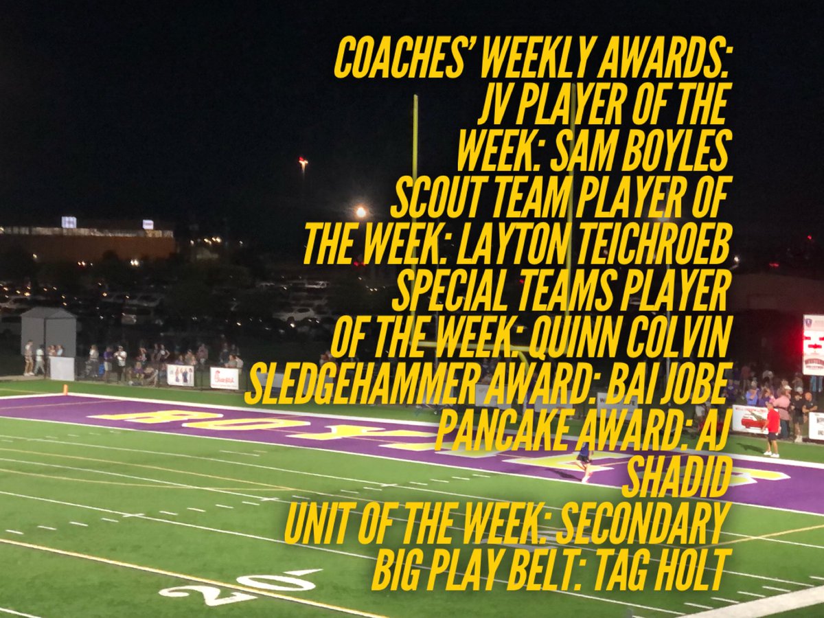 CCSRoyalsFB's tweet photo. Week 2 Awards. 

Royals face Crossings at Royals Field this Friday! https://t.co/EJUduXYmtE