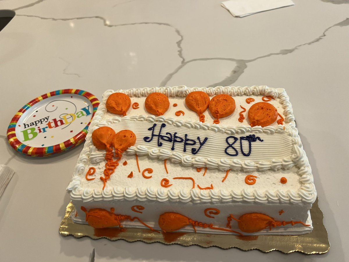ctimmerman35's tweet photo. Celebrating dads 80th is bittersweet accepting its his last but so grateful to have had so much guidance from him and while the girls haven’t known the true him we are blessed that he remained lucid enough to see them blossom into great kids #Football #Cake #Family #BestRoleModel https://t.co/Hre4rCs6Xo
